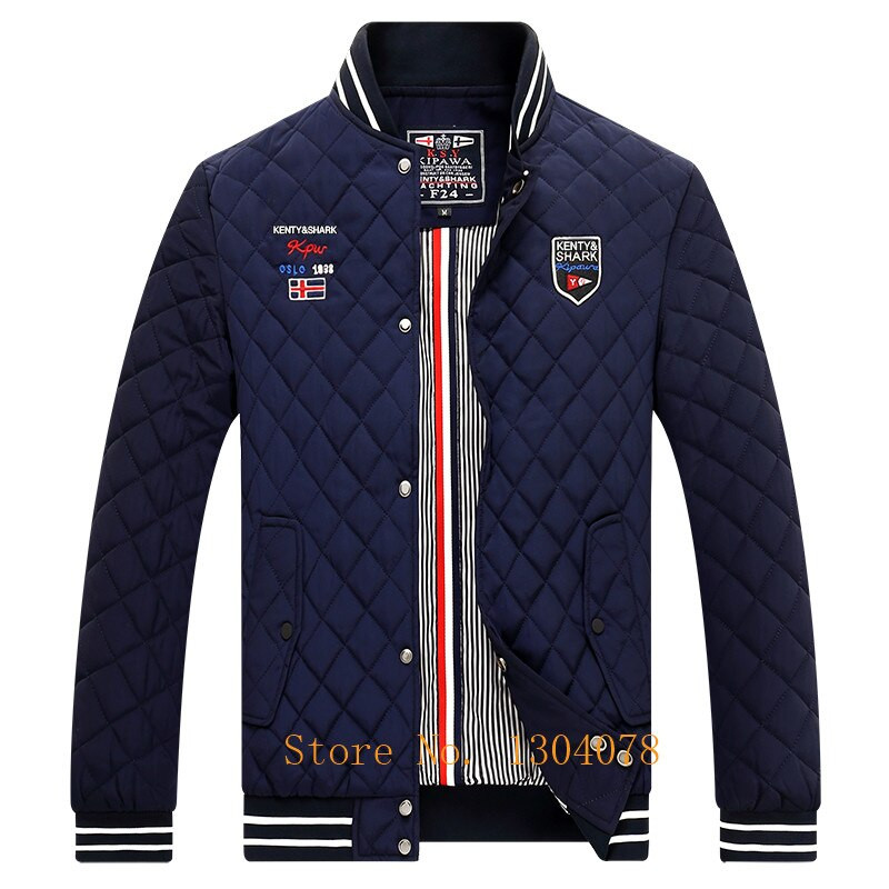 Ανδρικό μπουφάν Shark Κέντημα Cotton Liner Ανδρικά εξωτερικά ενδύματα Kenty Shark Brand Coats Man Plus Size 4XL Ανδρική πουπουλένια φόδρα