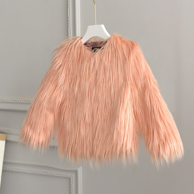 Μόδα Κορίτσια Πολυτελή Χειμερινή Ζεστή Χνουδωτά Συνθετική Γούνα Κοντό παλτό Σακάκι Πάρκα για νήπια Κοριτσίστικα Πανόχρωμα Ζακέτα