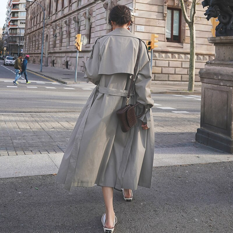 2022. Jesen Zima Vjetrovka s visokim ovratnikom Visokokvalitetni ženski baloner s dvostrukim kopčanjem Elegantni dizajn epoleta Dugi kabanici