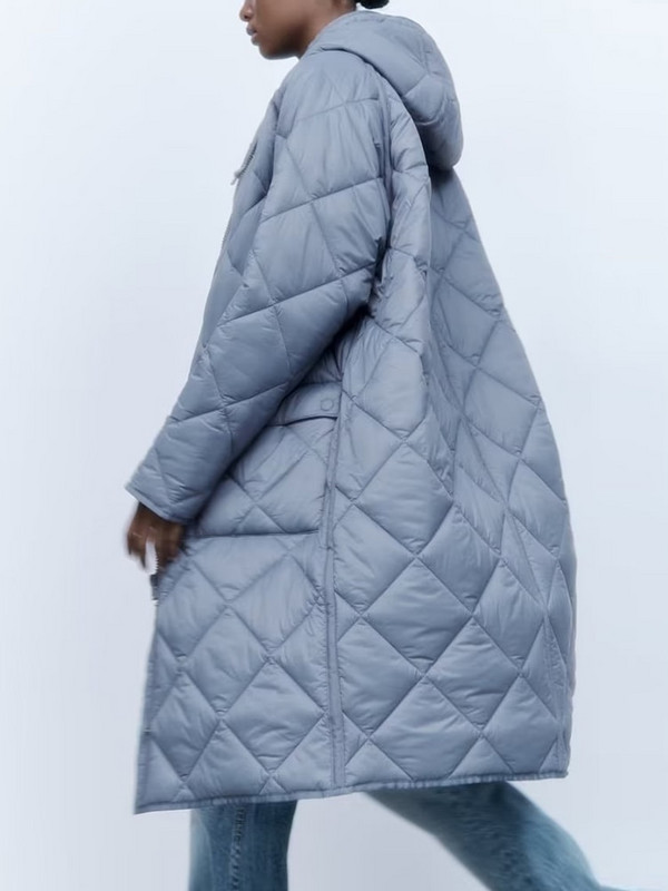 TRAF 2022 jauna sieviešu ziemas jaka, modes parka, garais mētelis ar kapuci, brīvs, silts sniega apģērbs, kokvilnas polsterēts auksts apģērbs