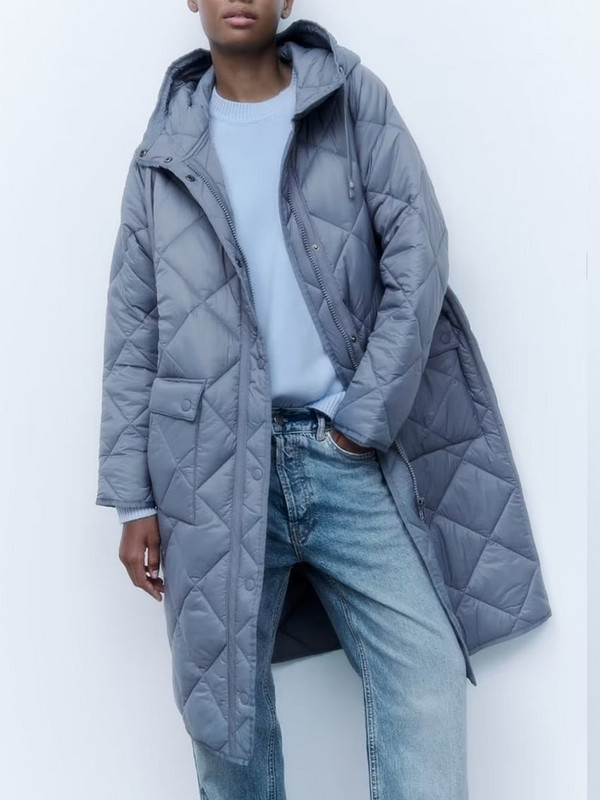 TRAF 2022 jauna sieviešu ziemas jaka, modes parka, garais mētelis ar kapuci, brīvs, silts sniega apģērbs, kokvilnas polsterēts auksts apģērbs