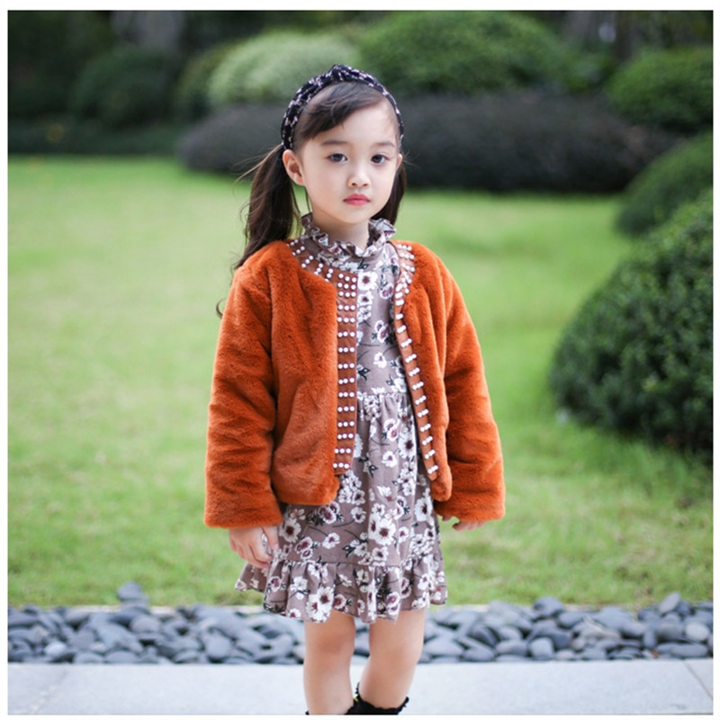 Baby Girls Jacket 2021 New Winte Real βελούδινη ψεύτικη γούνα Βαμβακερή πιο χοντρή μακρυμάνικη γαμήλια μπουφάν για κορίτσια Παιδικά ρούχα