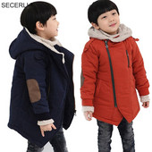 Bērnu ziemas zēnu mētelis ar garām piedurknēm kapuci Bērnu jaka zēns Parkas 3 6 8 10 12 gadi Patchwork Mode Pusaudžu bērnu apģērbi