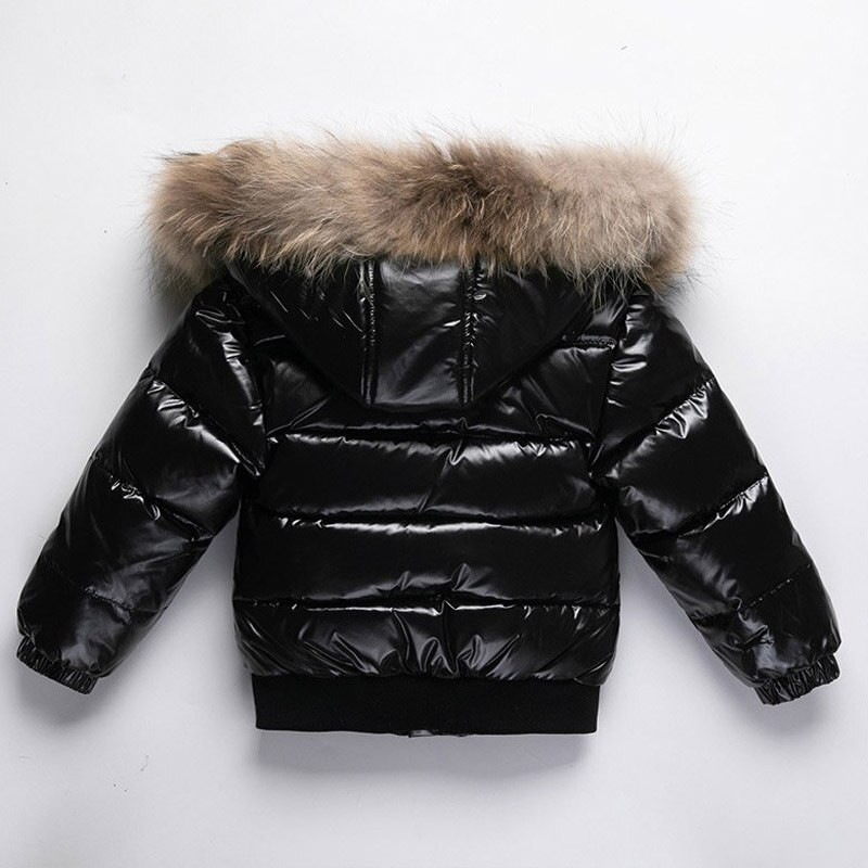 Βρεφικά παιδικά χειμωνιάτικα ρούχα Μπουφάν για αγόρια και κορίτσια με πάχος προς τα κάτω - Αποσπώμενο καπέλο με γιακά από φυσική γούνα 30 μοιρών