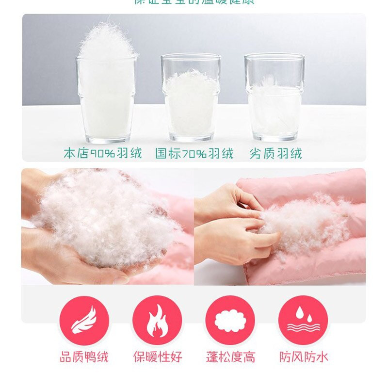 Βρεφικά παιδικά χειμωνιάτικα ρούχα Μπουφάν για αγόρια και κορίτσια με πάχος προς τα κάτω - Αποσπώμενο καπέλο με γιακά από φυσική γούνα 30 μοιρών