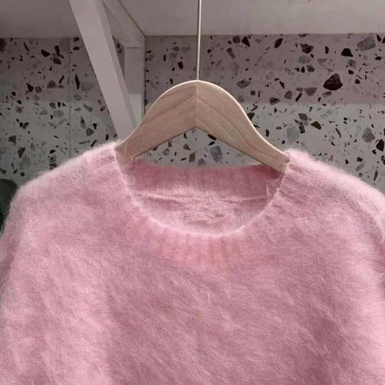 Eiropas preces Advanced Sense Delicate Blūze Ārzemju stila Jauns Mīksts Rozā džemperis Sieviešu trikotāža JZ061