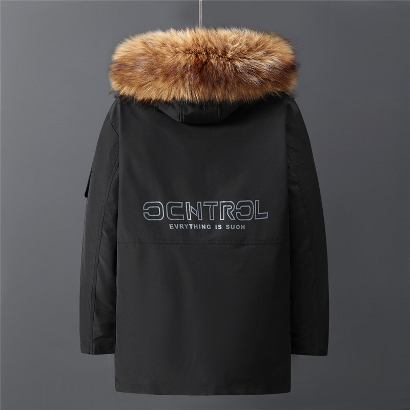 Ziemas vīriešu imitācija Trušu kažokādas odere Parka Bieza Silta Augstas Kvalitātes Jaka Noņemama Kažokādas Apkakles Mēteļi Plus Liels Izmērs 10XL