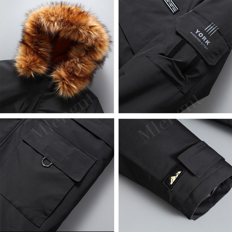 Ziemas vīriešu imitācija Trušu kažokādas odere Parka Bieza Silta Augstas Kvalitātes Jaka Noņemama Kažokādas Apkakles Mēteļi Plus Liels Izmērs 10XL