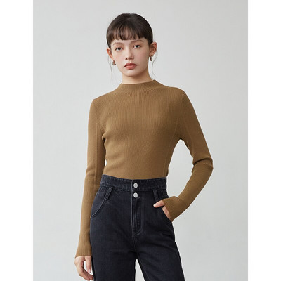 ZIQIAO crno-zeleni ženski pulover s dolčevitom 2022. Novi bijeli ležerni ženski pulover s dolčevitima od fine pređe, jednobojni