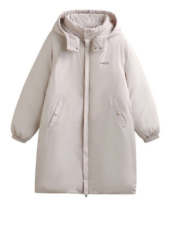 Sieviešu ziemas dūnu jaka ar kapuci Sieviešu rudens garš mētelis Lielizmēra korejiešu modes ikdienišķs rāvējslēdzējs Sieviešu Parkas Sniega silts virsdrēbes