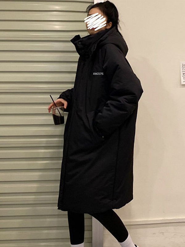 Sieviešu ziemas dūnu jaka ar kapuci Sieviešu rudens garš mētelis Lielizmēra korejiešu modes ikdienišķs rāvējslēdzējs Sieviešu Parkas Sniega silts virsdrēbes