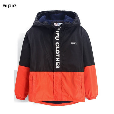 Παιδικά μπουφάν συνονθύλευμα χρώματος φλις με κουκούλα για αγόρια παλτό για 7-16 ετών Παιδικά εξωτερικά ρούχα