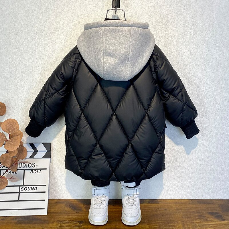 Boy Jacket Παιδικό Νέα Μόδα Χειμερινό Μπουφάν Χοντρό Θερμικό Μπουφάν Αγόρι με κουκούλα Μπουφάν Boy Μεσαίο Μακρύ Παλτό Αγόρια Μπουφάν