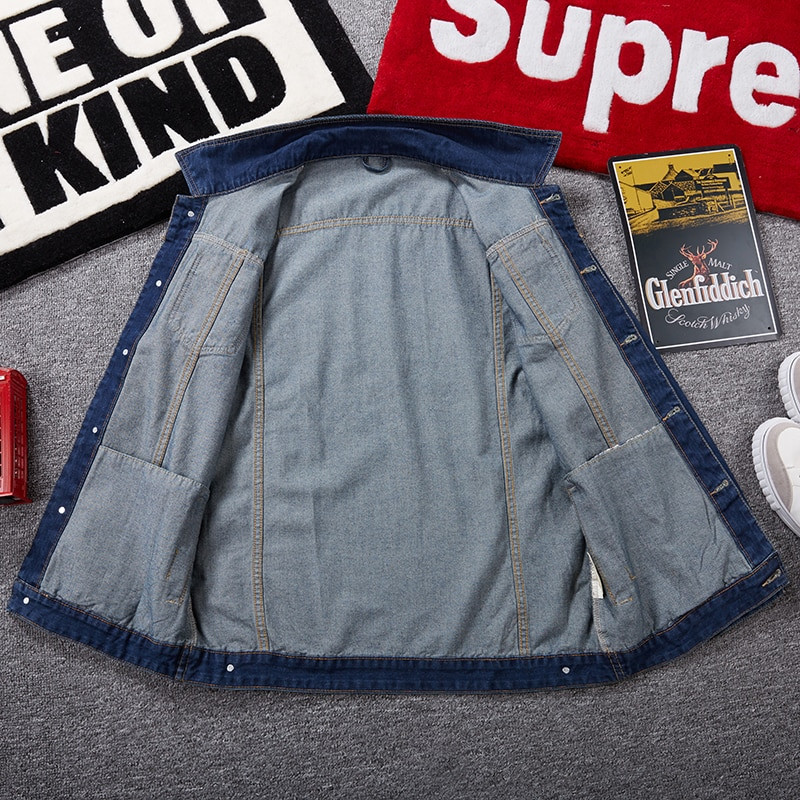 Μεγάλο μέγεθος 6XL 7XL 8XL Επώνυμα Ανδρικό τζιν μπουφάν Navy Blue Fashion Casual Κλασικό Ανοιξιάτικο φθινόπωρο Μπουφάν με πολλές τσέπες Ανδρικά ρούχα