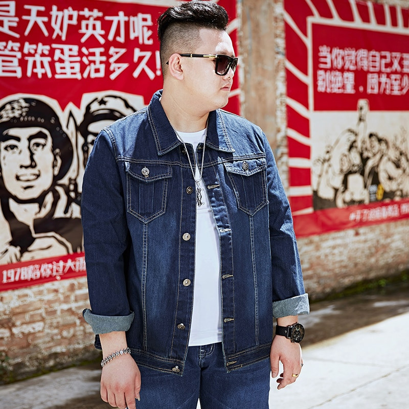 Μεγάλο μέγεθος 6XL 7XL 8XL Επώνυμα Ανδρικό τζιν μπουφάν Navy Blue Fashion Casual Κλασικό Ανοιξιάτικο φθινόπωρο Μπουφάν με πολλές τσέπες Ανδρικά ρούχα