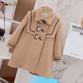 Baby Girl Boy Vintage Vilnas jaka Ziemas pavasaris Rudens Bērnu mētelis Tvīda Boutique virsdrēbes Vienkrāsains bērnu apģērbs 3-14G