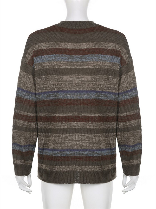 Cuteandpsycho Fairycore ριγέ χαλαρά πουλόβερ Y2K Vintage αισθητικής φθινοπωρινού Grunge πλεκτά πουλόβερ Casual 90s Χαριτωμένο γυναικείο ύφασμα