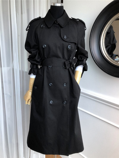 Ženski ležerni zeleni trenč kaput jesen zima 2022., šik gornja odjeća s dvostrukim kopčanjem, dugački široki korejski trenč pojasevi TR19