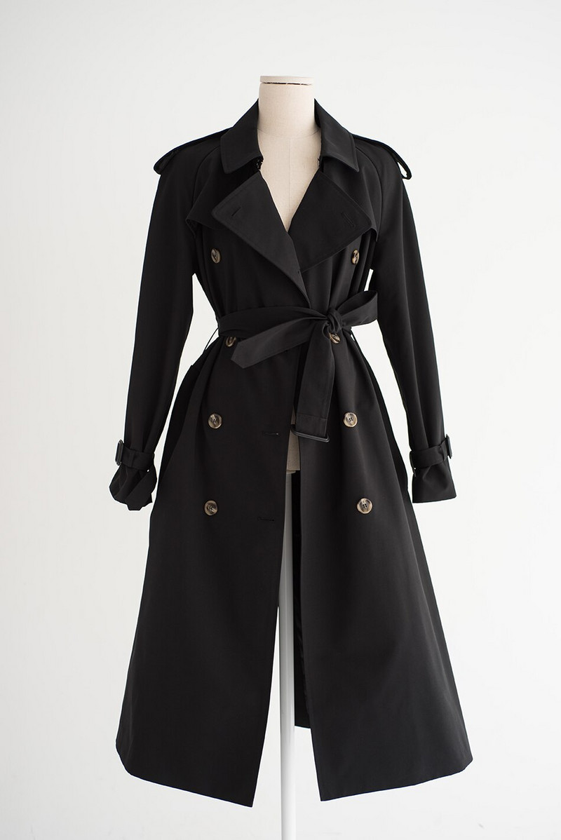 Ženski ležerni zeleni trenč kaput jesen zima 2022., šik gornja odjeća s dvostrukim kopčanjem, dugački široki korejski trenč pojasevi TR19