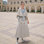 Ženski kaput 2022. vjetrovka s šavovima u kontrastnim bojama, duga proljetno-jesenska jakna prekomjerne veličine, ženski modni ženski plašt