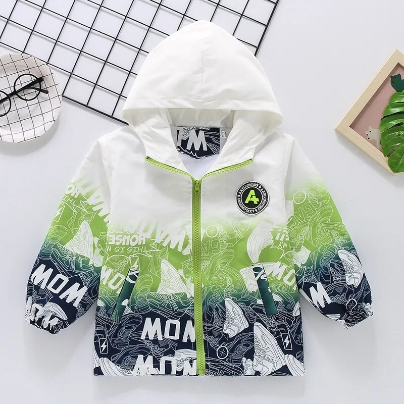 Ανοιξιάτικο και φθινόπωρο πολυεστερικό μπουφάν για αγόρια Νέα κορεατική έκδοση 2022 Windbreaker Fashion με κουκούλα ντεγκραντέ Παιδικά ρούχα