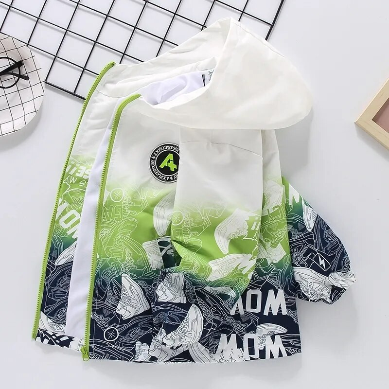 Ανοιξιάτικο και φθινόπωρο πολυεστερικό μπουφάν για αγόρια Νέα κορεατική έκδοση 2022 Windbreaker Fashion με κουκούλα ντεγκραντέ Παιδικά ρούχα