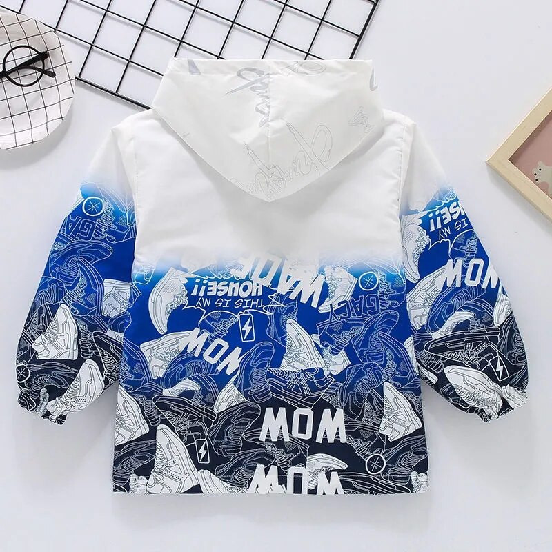 Ανοιξιάτικο και φθινόπωρο πολυεστερικό μπουφάν για αγόρια Νέα κορεατική έκδοση 2022 Windbreaker Fashion με κουκούλα ντεγκραντέ Παιδικά ρούχα