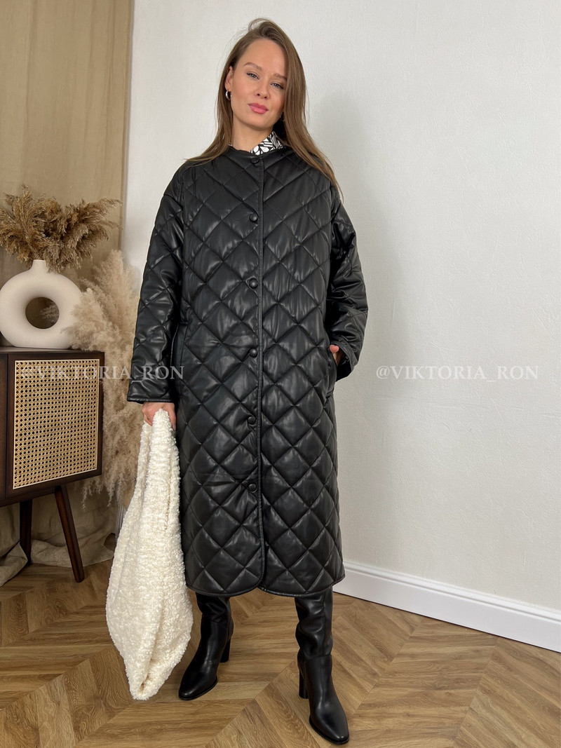 Jauns 2022. gada ziemas mētelis, sieviete Parkas, ikdienas mākslīgā PU ādas polsterēta jaka Argyle ar vienu pogu, garš ādas mētelis, virsjaka trf