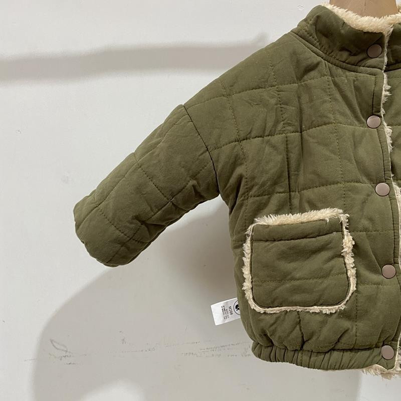 2022. gada ziemas bērnu mētelis, plīša, biezinātas kokvilnas jaka, vienkāršs maizes uzvalks ar augstu apkakli zēnam