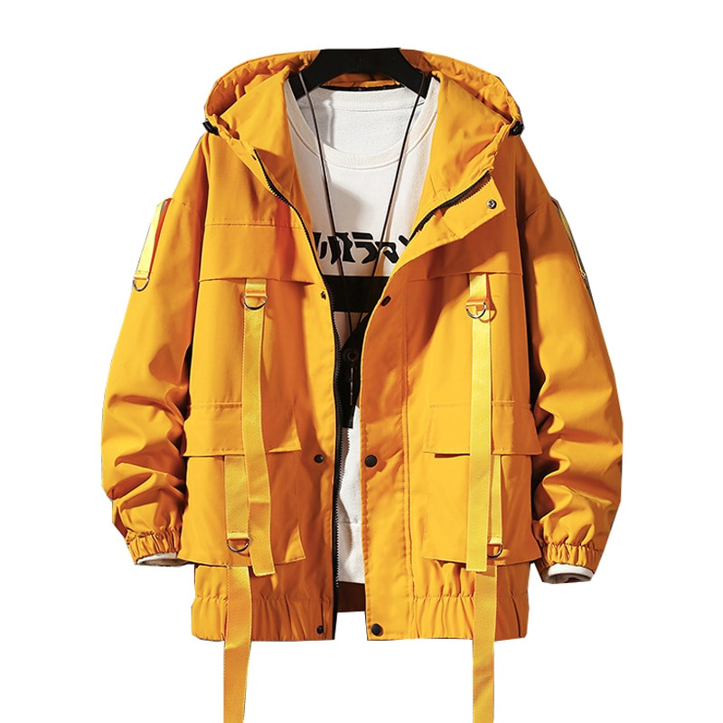 Dropshipping Ανδρικά Streetwear Hip Hop Bomber Jacket 2022 Man Harajuku Ribbons Τσέπες Windbreaker Κορεάτικο στυλ μόδας Ρούχα
