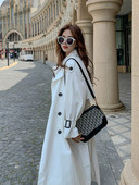 Balts sieviešu mētelis vidēja garuma pavasara rudens 2022, jauns korejiešu brīvs BF virs ceļgala britu taisns vējjaka