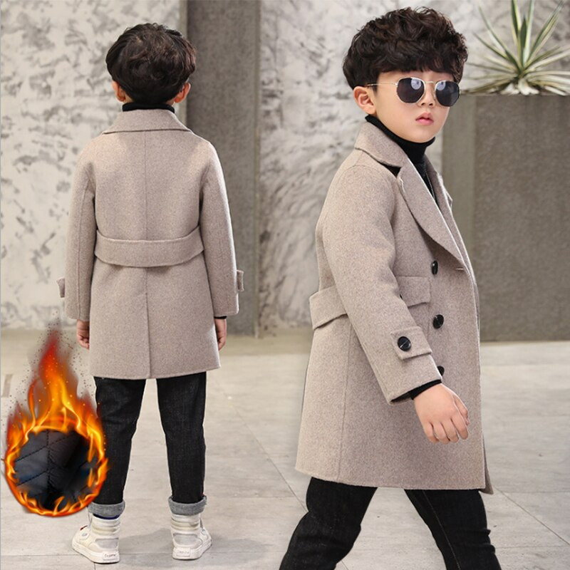 Παιδικό χειμωνιάτικο μπουφάν 2021 Νέα γκρι ρούχα για αγόρια Βαμβακερή φόδρα Μάλλινα ρούχα Φλις φθινοπωρινά εξωτερικά πλεκτά 4-12 ετών