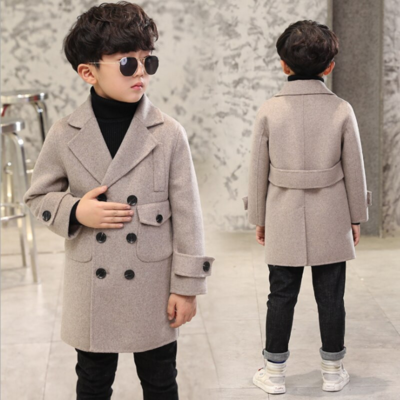 Παιδικό χειμωνιάτικο μπουφάν 2021 Νέα γκρι ρούχα για αγόρια Βαμβακερή φόδρα Μάλλινα ρούχα Φλις φθινοπωρινά εξωτερικά πλεκτά 4-12 ετών