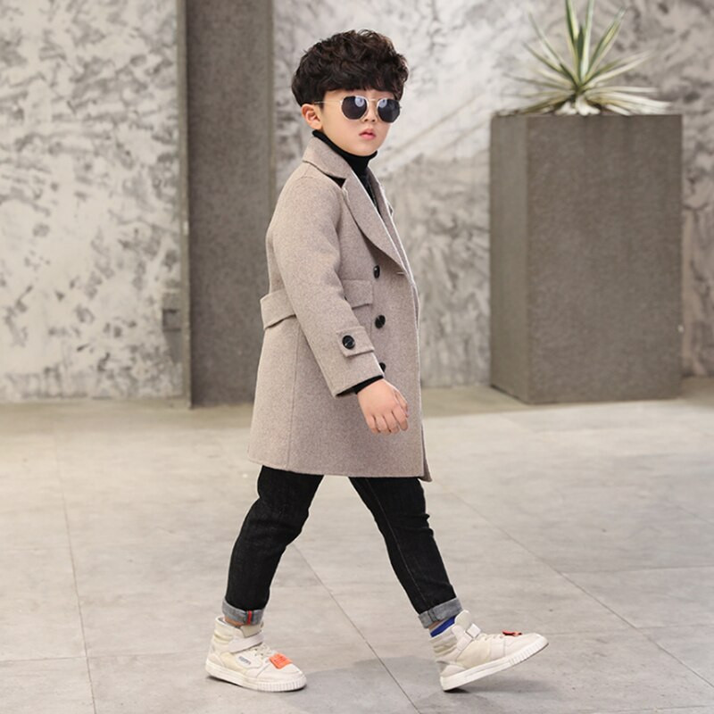 Παιδικό χειμωνιάτικο μπουφάν 2021 Νέα γκρι ρούχα για αγόρια Βαμβακερή φόδρα Μάλλινα ρούχα Φλις φθινοπωρινά εξωτερικά πλεκτά 4-12 ετών