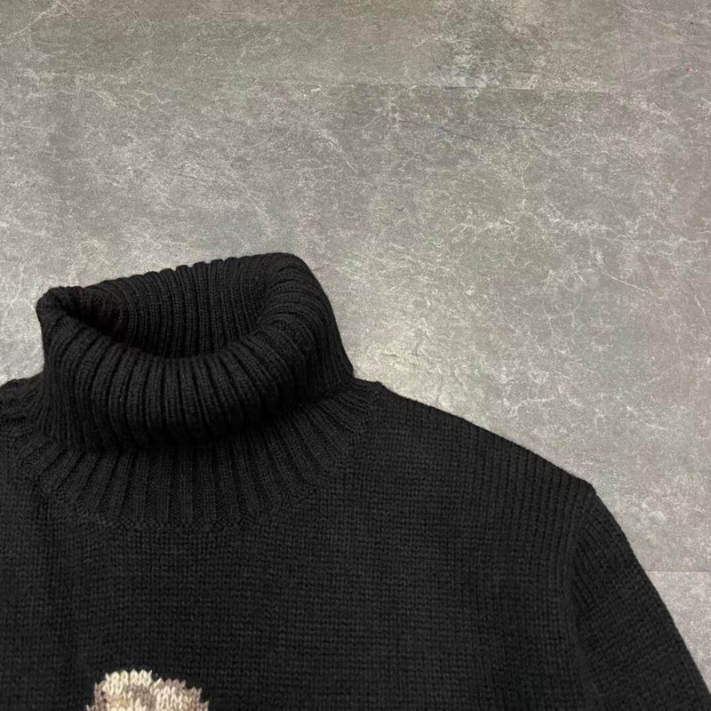 2022 RL Bear πουλόβερ Γυναικεία χειμερινά ρούχα Ανδρικά μανίκια μόδας πλεκτό Unisex πουλόβερ με ζιβάγκο μαλλί + παλτό κασμίρ