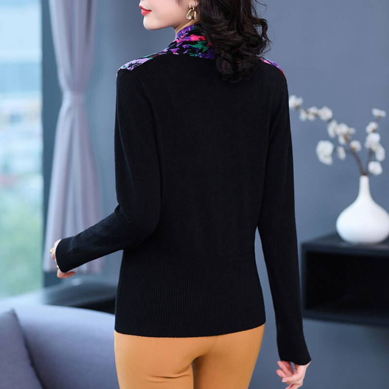 YISU Džemperis Sieviešu Šalles apkakles apdruka Brīvs Silts Garām piedurknēm Džemperis Sieviešu Rudens Ziemas Elastīgs Ikdienas Sieviešu Pullove