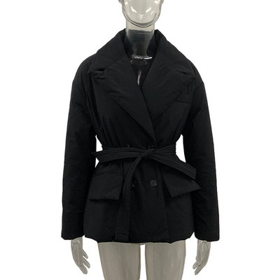 Malina Simple Pockets Parkas Sievietēm Modes Divrindu Mēteļi Sieviešu Masīva Sasaistes Josta Robots Kokvilnas Jakas Sieviešu