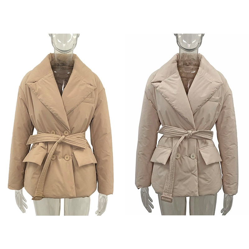 Malina Simple Pockets Parkas Sievietēm Modes Divrindu Mēteļi Sieviešu Masīva Sasaistes Josta Robots Kokvilnas Jakas Sieviešu