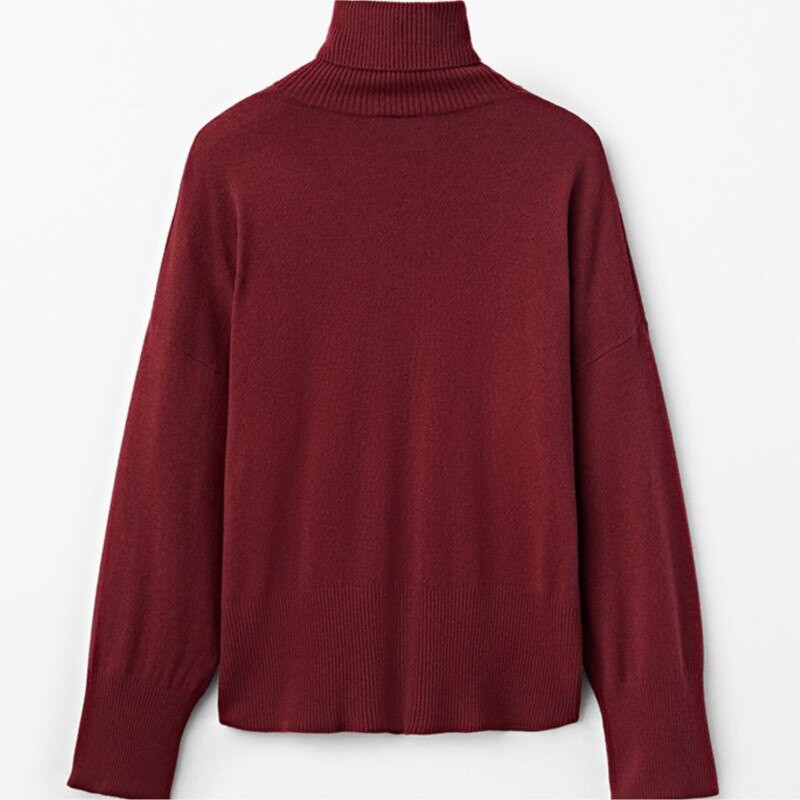 Modishdutti jesen 2022. Ženska modna zimska pletena džemper s dolčevitom Femme Jednobojni džepni jednostavni ležerni puloveri Top