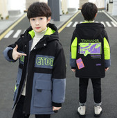 Χειμερινό εφηβικό, βελούδινο χοντρό παλτό, μακρύ χαλαρό, αντιανεμικό μπουφάν με κουκούλα από βαμβάκι για παιδιά Ρούχα Parka