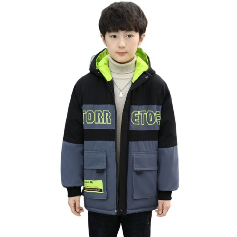 Χειμερινό εφηβικό, βελούδινο χοντρό παλτό, μακρύ χαλαρό, αντιανεμικό μπουφάν με κουκούλα από βαμβάκι για παιδιά Ρούχα Parka