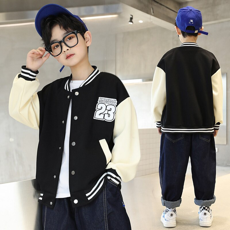 Jauns rudens pavasara zēnu mētelis ikdienas sporta jaka zēniem ikdienas bērnu apģērbi bērnu apģērbi vēstules beisbola formas tērps 5-14 g.