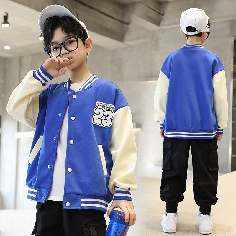 Jauns rudens pavasara zēnu mētelis ikdienas sporta jaka zēniem ikdienas bērnu apģērbi bērnu apģērbi vēstules beisbola formas tērps 5-14 g.