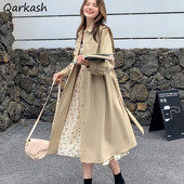 Trench Sieviešu vienrindas, garas, taisnas biroja sieviešu jostas, plānas, elegantas virsjakas, pavasara brīvlaiks, stilīgi brīvi ielas apģērbi, eleganti