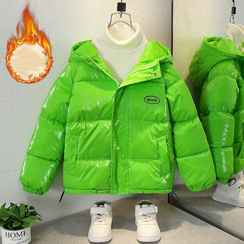 Παιδικά Χειμερινά Αγόρια Κορίτσια με κουκούλα Βαμβακερό μπουφάν Παιδικά Εξωτερικά Ενδύματα Παχύ ζεστό Υψηλής ποιότητας γυαλιστερό υφασμάτινο παλτό Ρούχα εξωτερικού χώρου