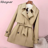 Trench Women Eleganti Solid Preppy Stils Brīvais laiks Minimālisms Populāri Stilīgi Jaunākie Ikdienas Sieviešu Apģērbi Ielu apģērbi Ulzzang Cozy