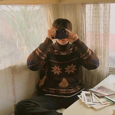 Χονγκ Κονγκ Μαλακά Πλεκτά Φόρεμα Ζευγαριού Χαλαρό Τεμπέλικο Στιλ Αρχαία Πουλόβερ Ανδρικά και Γυναικεία ρούχα για το φθινόπωρο και το χειμώνα