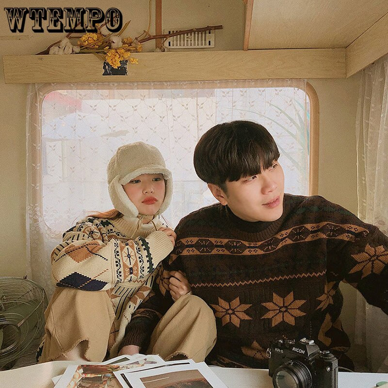 Χονγκ Κονγκ Μαλακά Πλεκτά Φόρεμα Ζευγαριού Χαλαρό Τεμπέλικο Στιλ Αρχαία Πουλόβερ Ανδρικά και Γυναικεία ρούχα για το φθινόπωρο και το χειμώνα