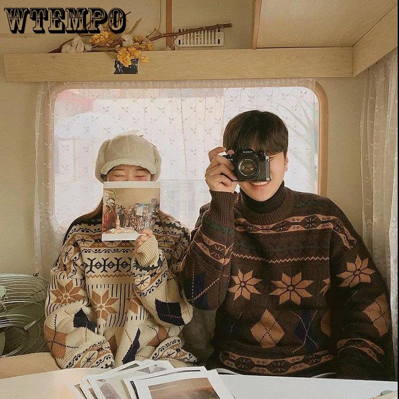 Χονγκ Κονγκ Μαλακά Πλεκτά Φόρεμα Ζευγαριού Χαλαρό Τεμπέλικο Στιλ Αρχαία Πουλόβερ Ανδρικά και Γυναικεία ρούχα για το φθινόπωρο και το χειμώνα