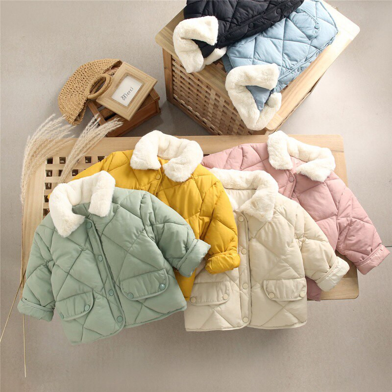 Χειμώνας 2-6 ετών Παιδιά Βρεφικά Αγόρια Κορίτσια Μακρυμάνικο Διαμαντένιο Τσεχ παλτό Χαλαρό μωρό αγόρι κοριτσάκι Keep ζεστό μπουφάν Παιδικό παχύ παλτό